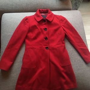 Cherry Red Wool Coat - Banana Republic